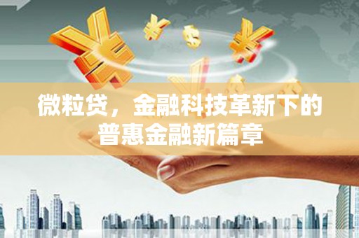 通道微粒贷，金融科技革新下的普惠金融新篇章