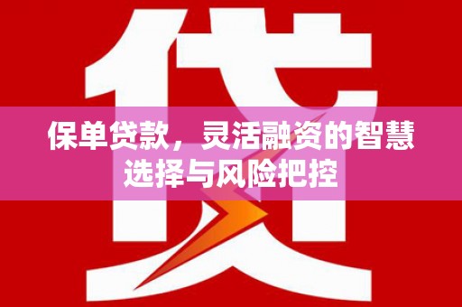 通道保单贷款，灵活融资的智慧选择与风险把控