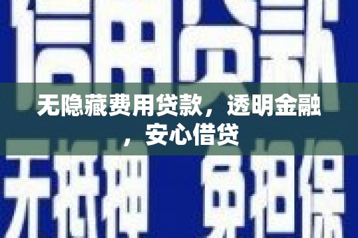 通道无隐藏费用贷款，透明金融，安心借贷